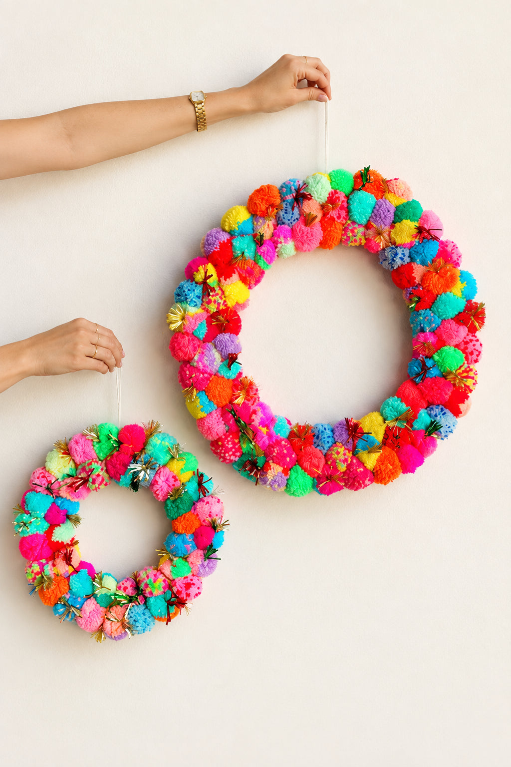 Multi Pom Pom Wreath | 33cm