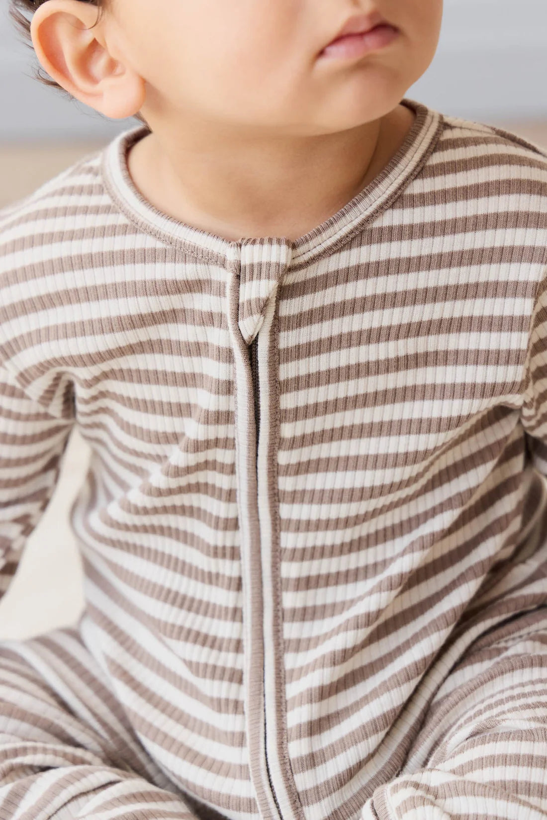 Organic Cotton Modal Gracelyn Onepiece | Narrow Stripe Tweed/Cloud