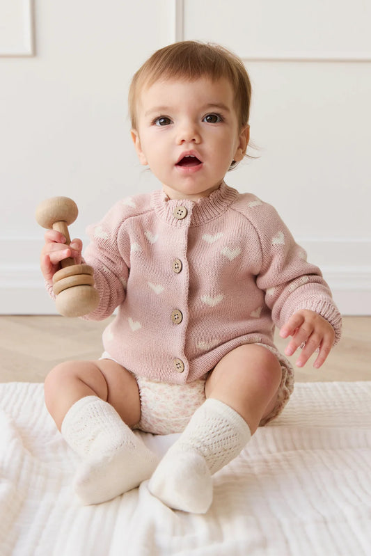 Anna Cardigan | Petite Heart Rose Smoke