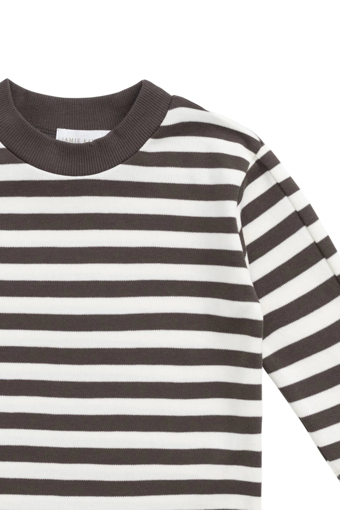 Pima Cotton Pedro Long Sleeve Tee | Essential Stripe Cloud/Dark Coffee