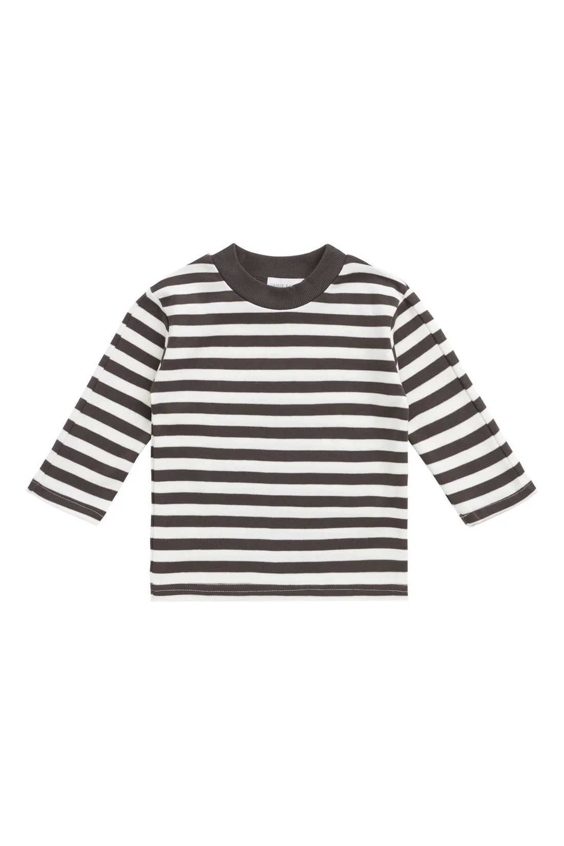 Pima Cotton Pedro Long Sleeve Tee | Essential Stripe Cloud/Dark Coffee