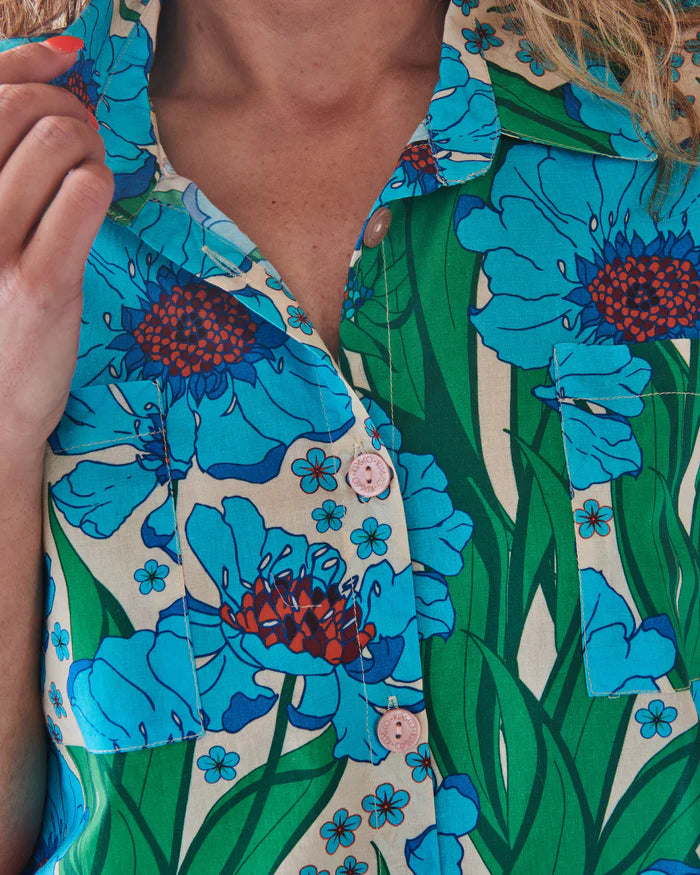 *LANDING SOON* Short Sleeve Shirt and Pant Pyjama Set | Tumbling Flowers