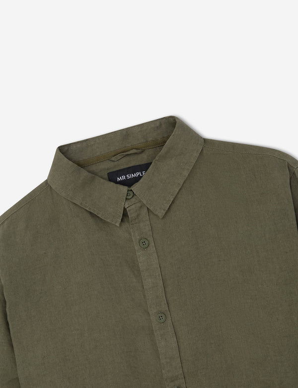 Linen Long Sleeve Shirt | Fatigue