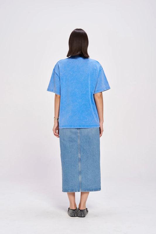 Le Fleur Tropical Oversize Tee | Light Blue Snow Wash