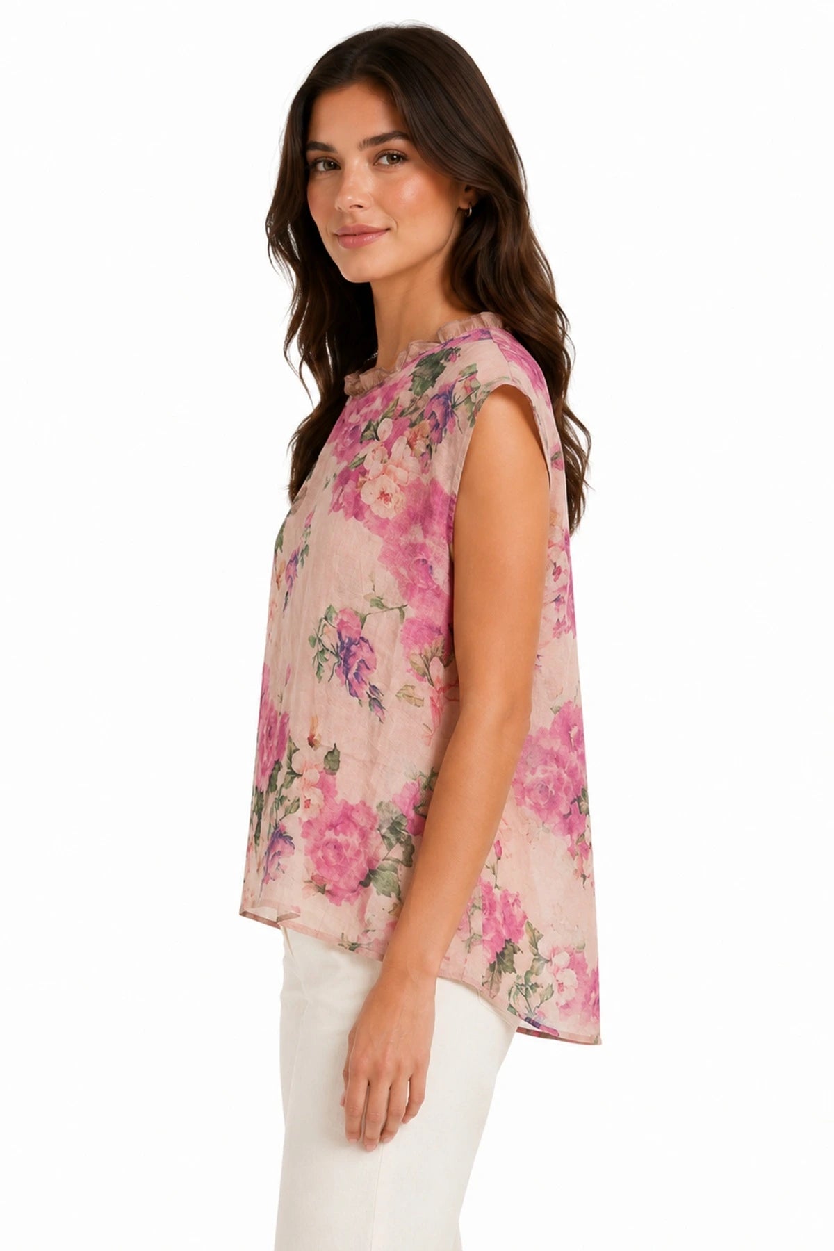Silk Linen Top | Roses