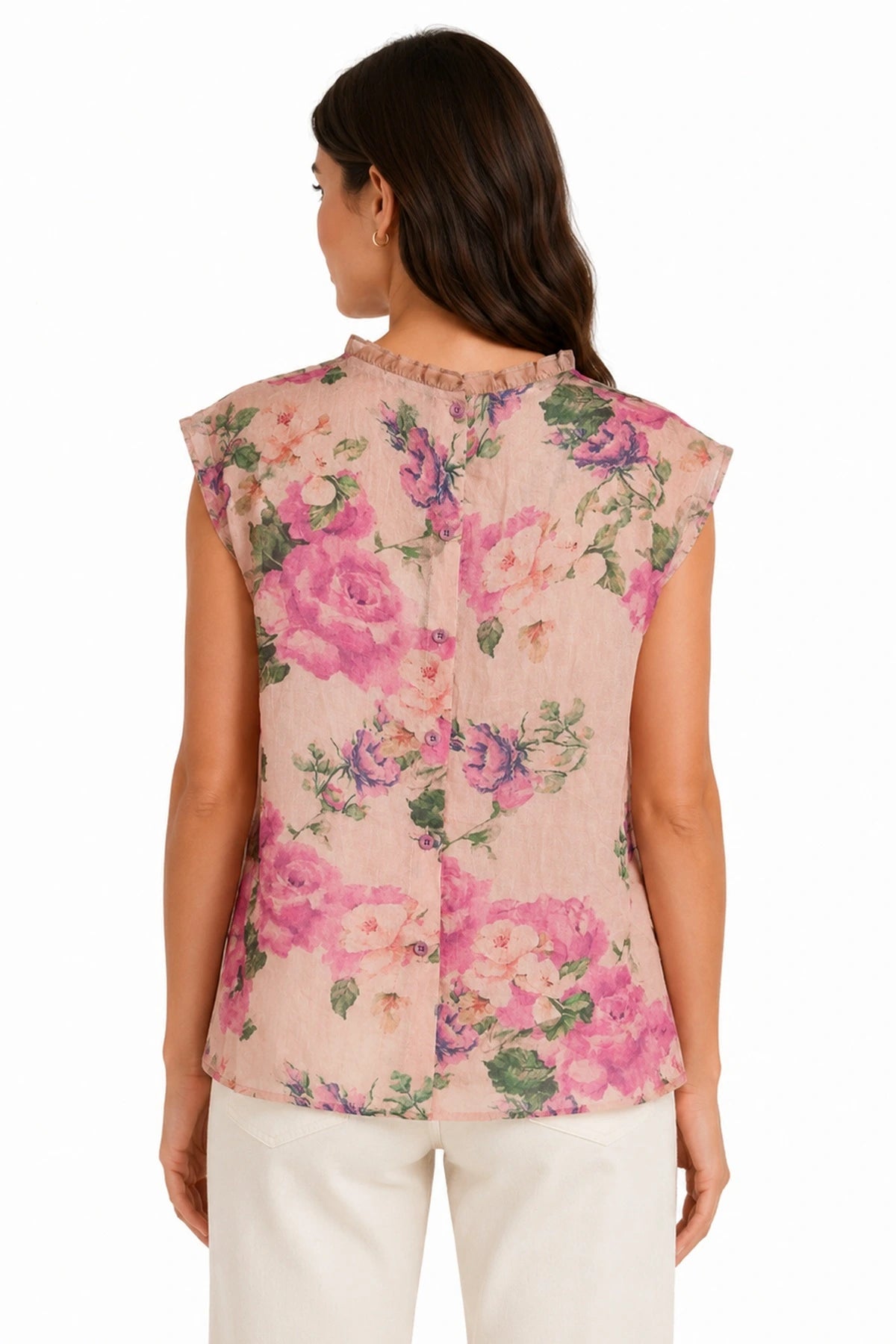 Silk Linen Top | Roses