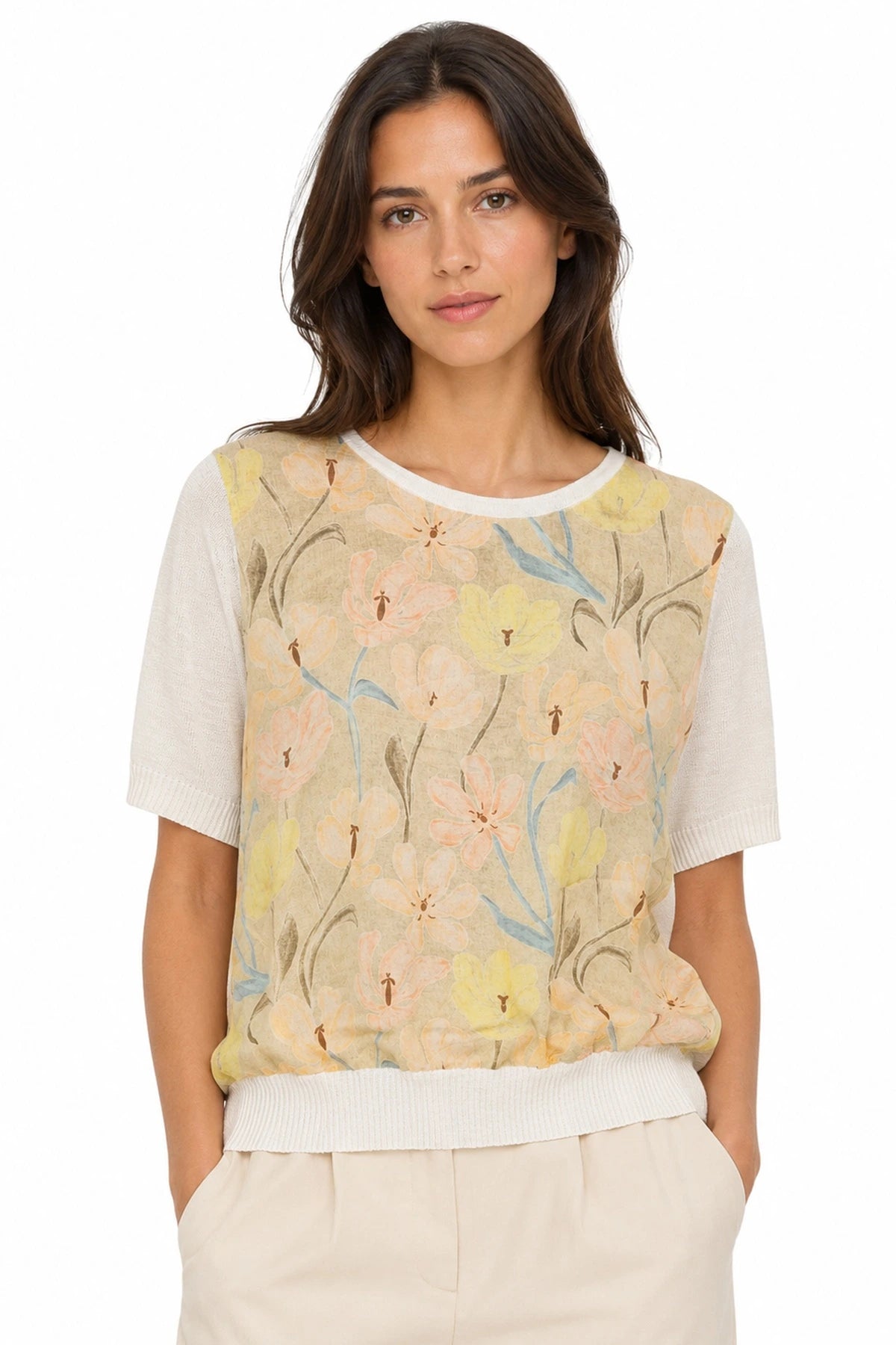 Silk Linen Top | Peach