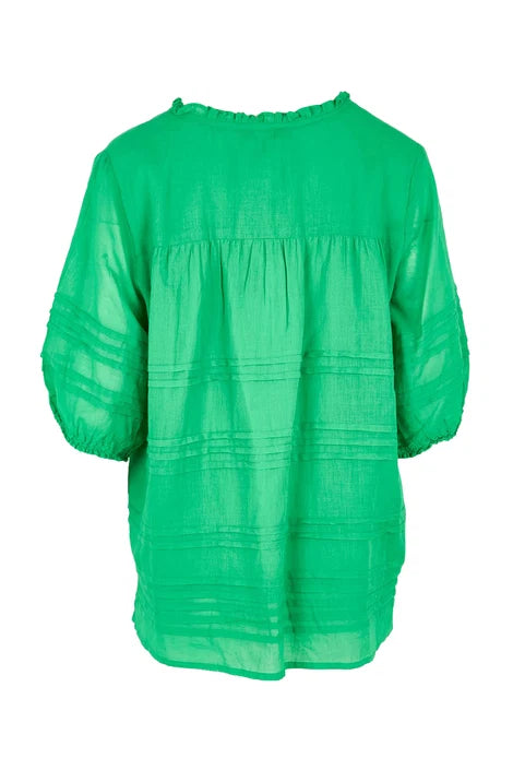 Essentials Pleated Cotton Top | Green