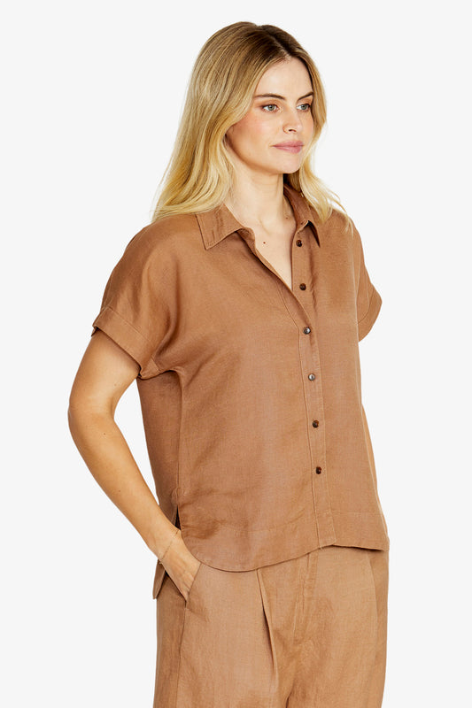 Remy Slouchy Crop Shirt | Desert