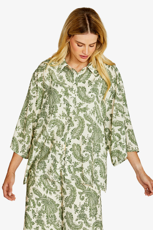 Alba A-Line Shirt | Agave Paisley