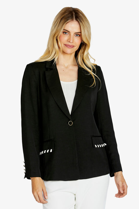Tiffany Twist Trim Blazer | Black