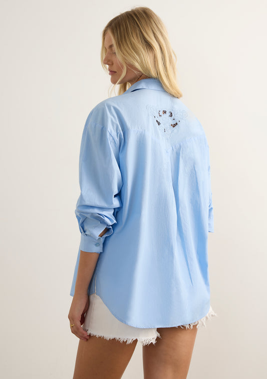 Holden Embroidered Shirt | Dusty Blue