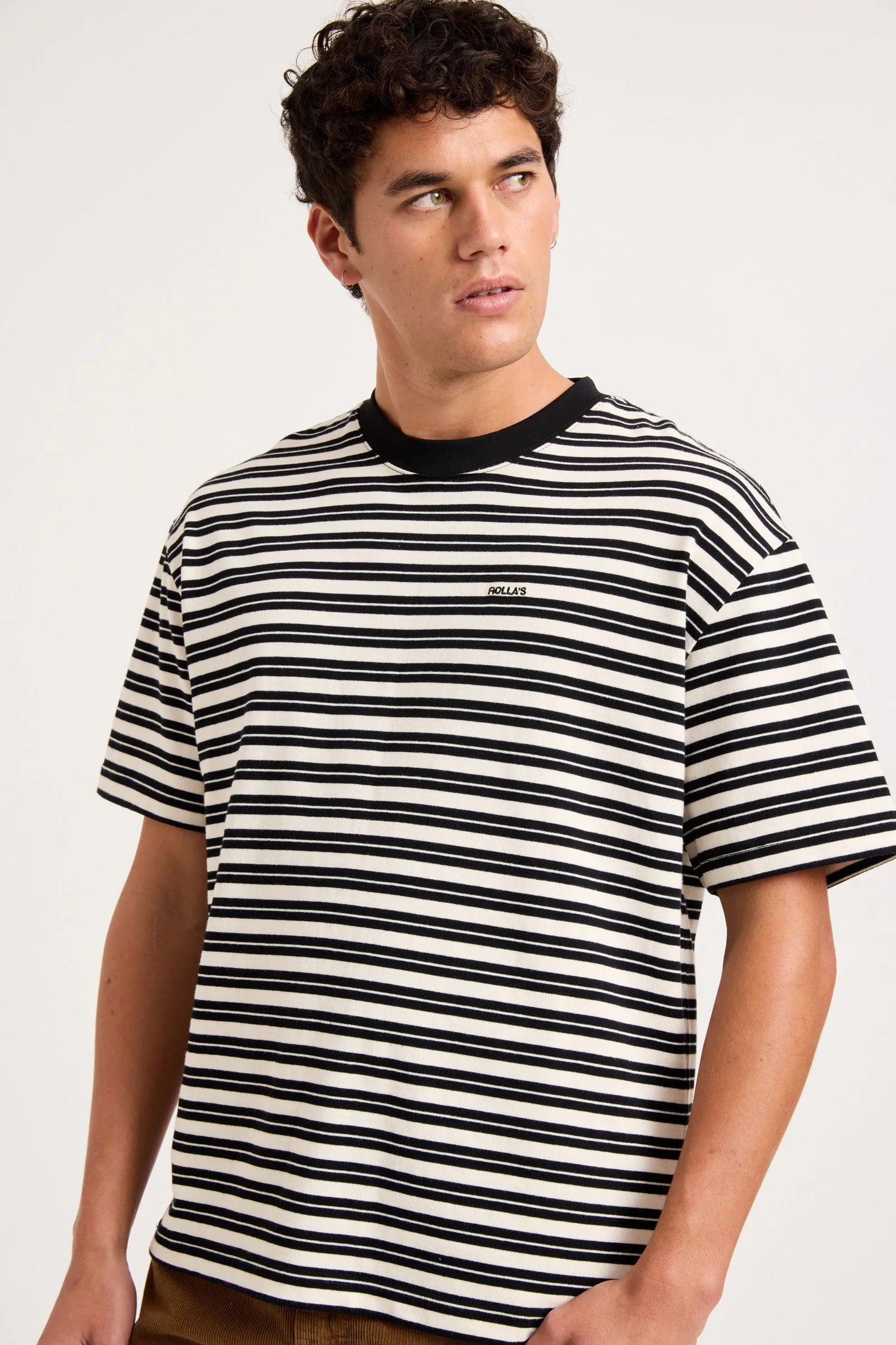 Emblem Tee | Black/White Stripe