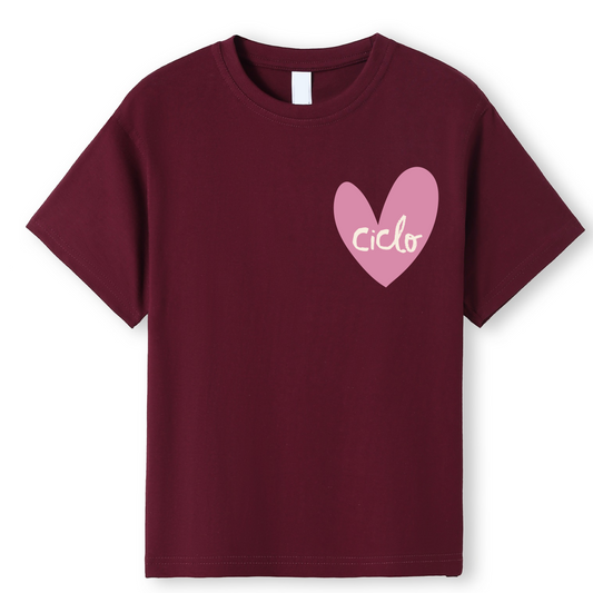 Kid's Ciclo Heart Tee | Maroon/Pink