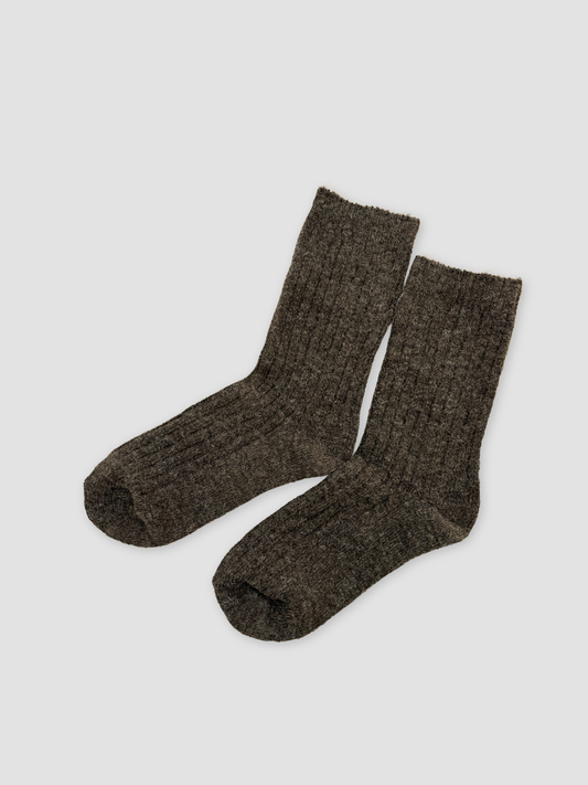 Rib Wool Blend Socks | Various Colours
