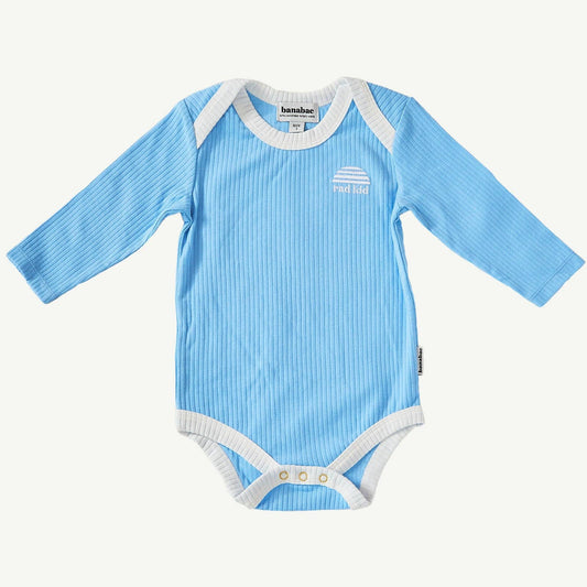 Ribbed Organic Cotton Long Sleeve Onesie | Sky Blue