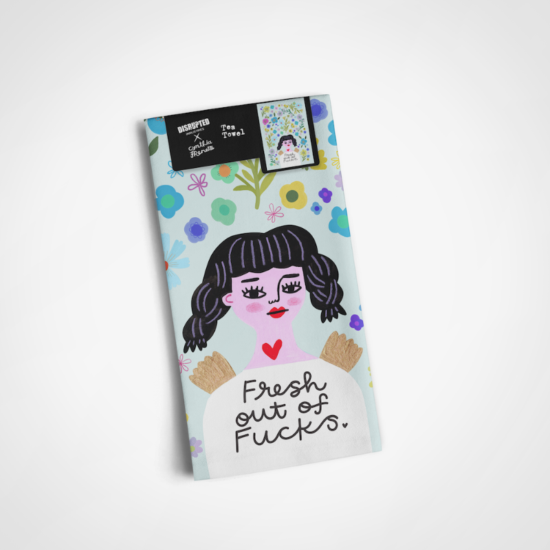 Fresh Out of F*cks | Grumpy Angel Tea Towel