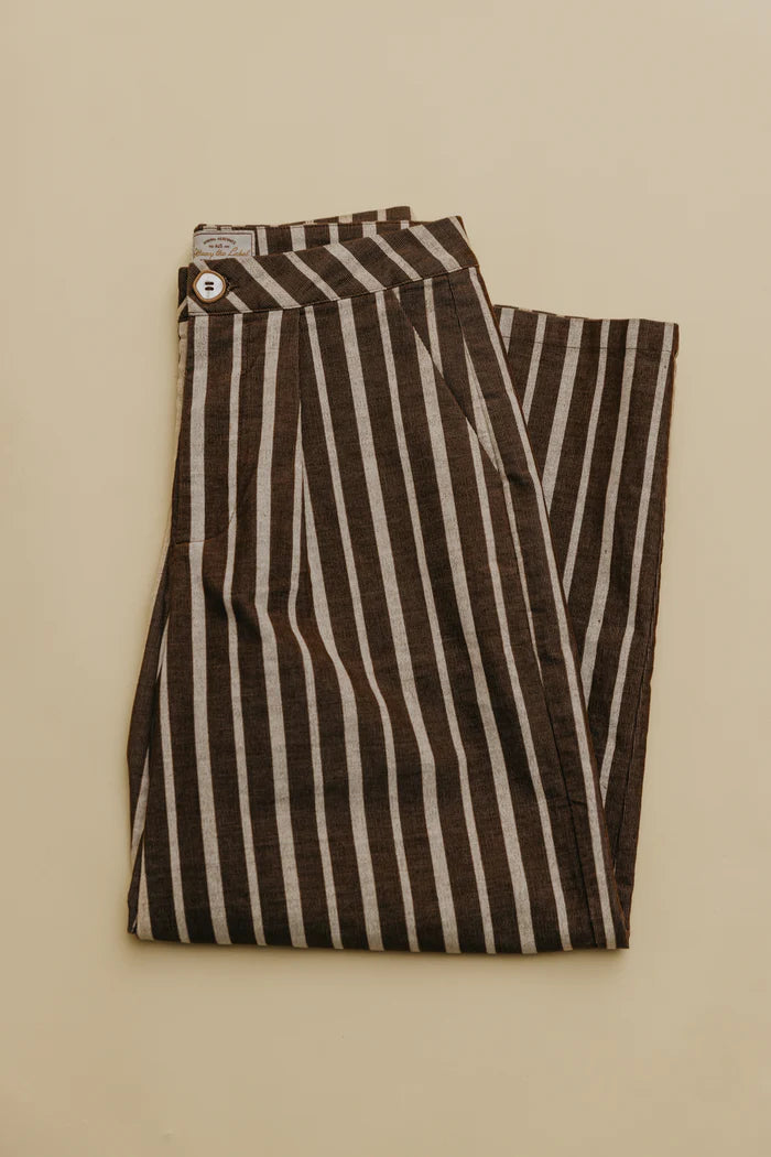 Gabbi Striped Mid-Waist Cord Pants