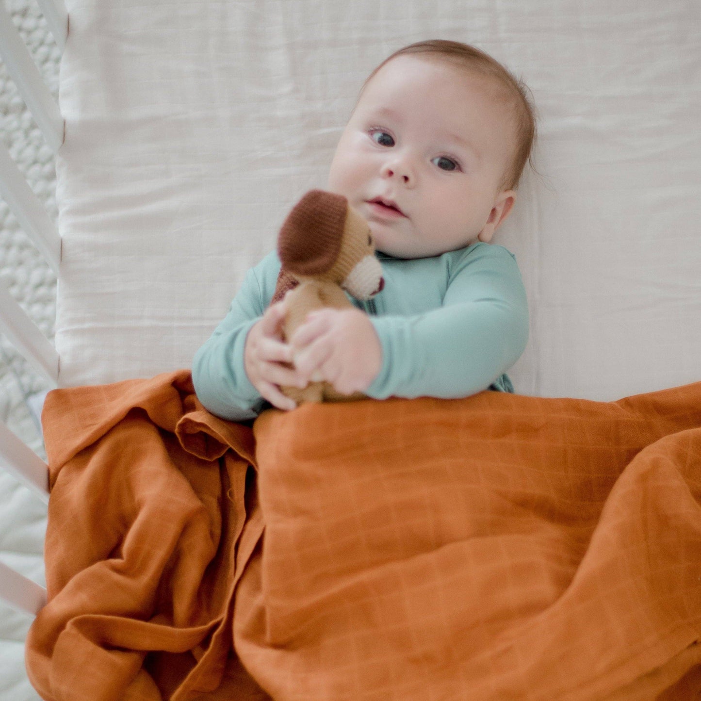 **LANDING SOON** Organic Cotton Muslin Swaddle Wrap | Savannah Rust