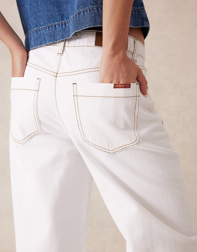 Frankie Loose Straight Jean | Ecru