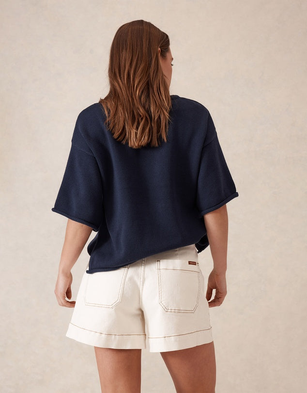Esther Denim Short | Eggshell