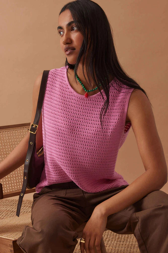 Margot Mesh Knit Tank | Hibiscus Pink