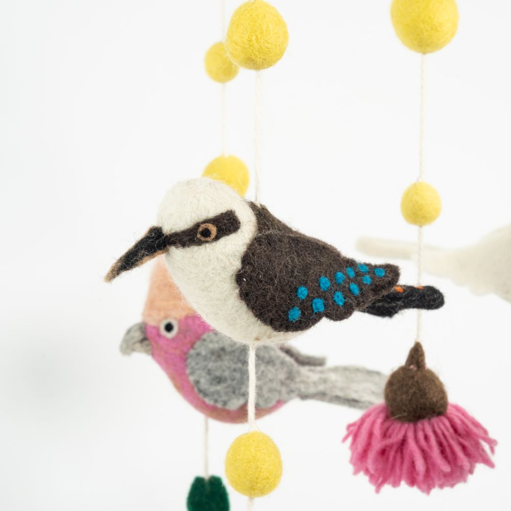 Handmade Felted Australian Birds Mobile