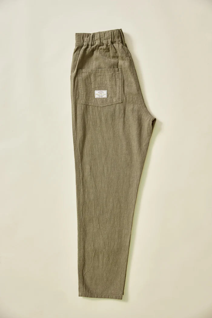 Miller Unisex Textured Linen Pants | Khaki Green