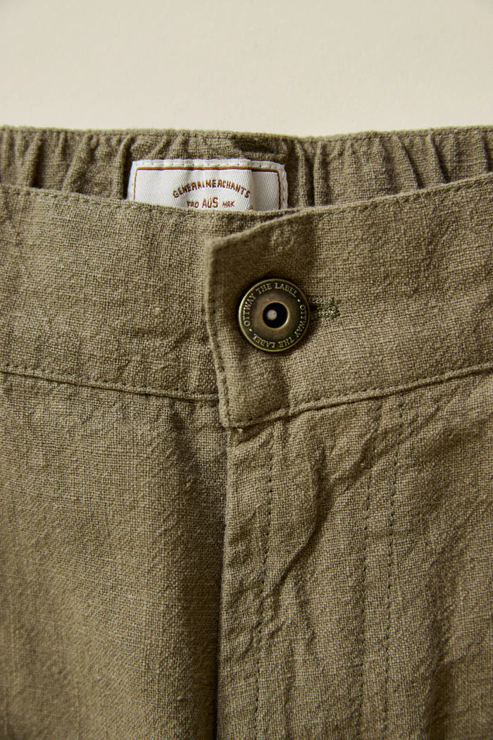 Miller Unisex Textured Linen Pants | Khaki Green