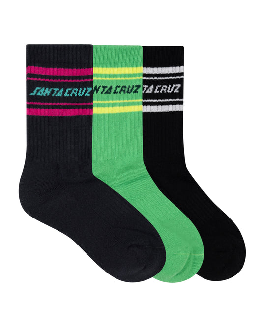 Multi Split Strip Crew Sock 3 Pack