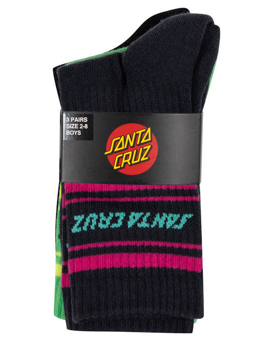 Multi Split Strip Crew Sock 3 Pack