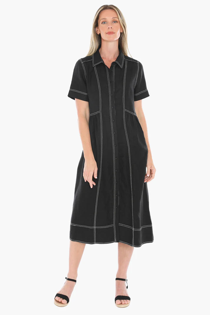 Contrast Stitch Dress | Black