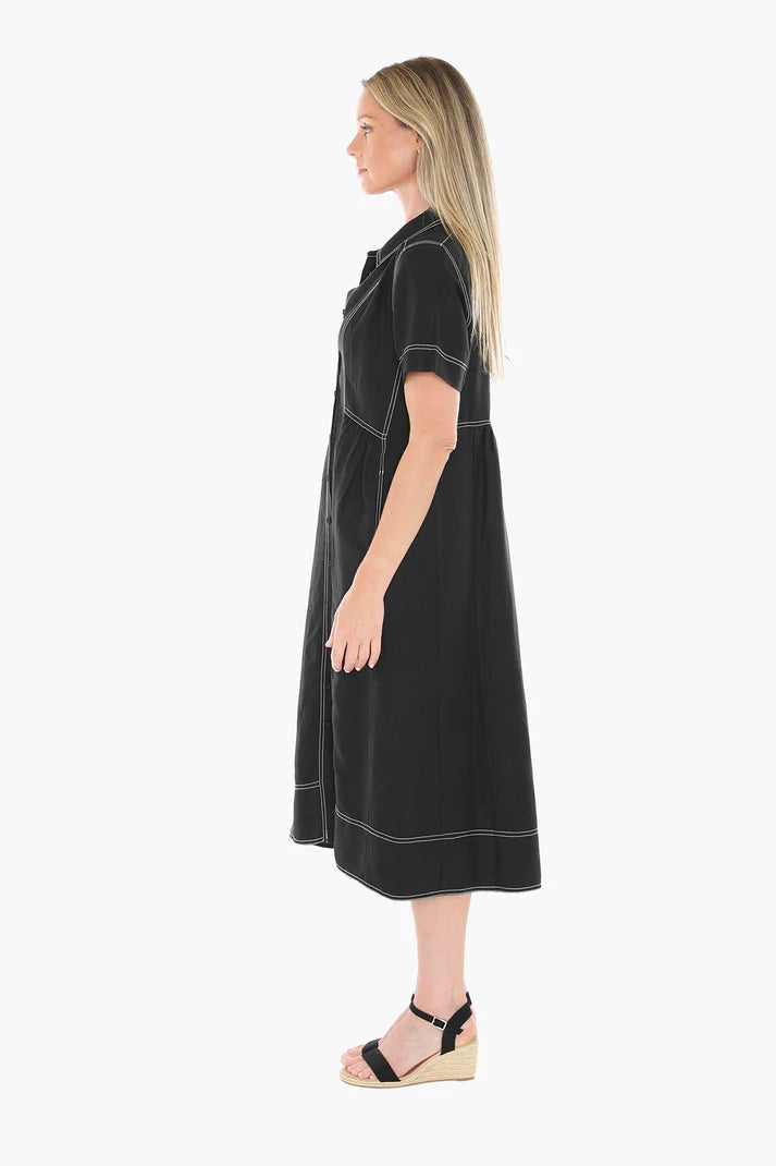 Contrast Stitch Dress | Black