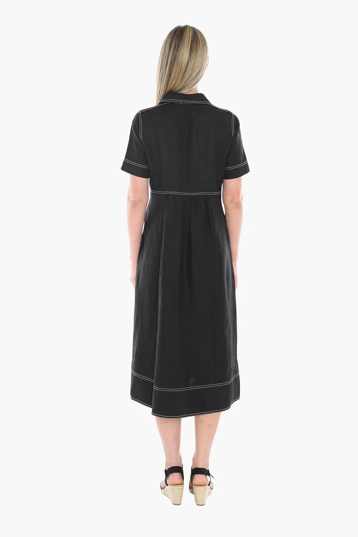 Contrast Stitch Dress | Black