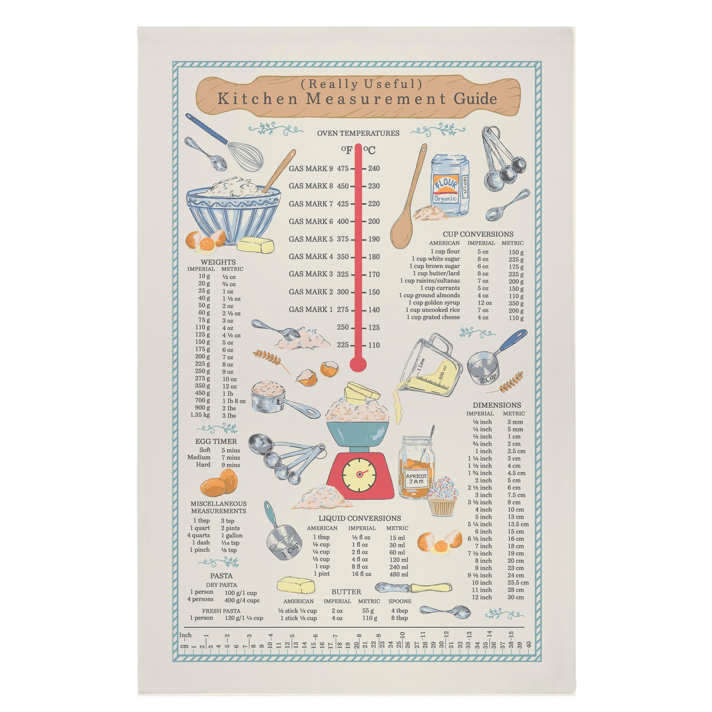 **COMING SOON** Kitchen Measurements Cotton Tea Towel