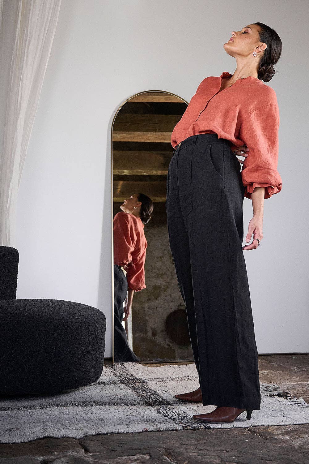 Linen Tailored Pant | Black