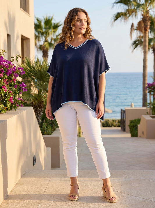 Boxy Knit Top | Navy