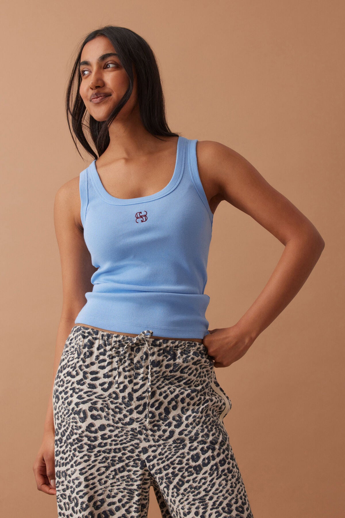 Zoe Rib Scoop Tank | Powder Blue