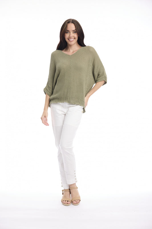Centre Seam Knit Top | Khaki