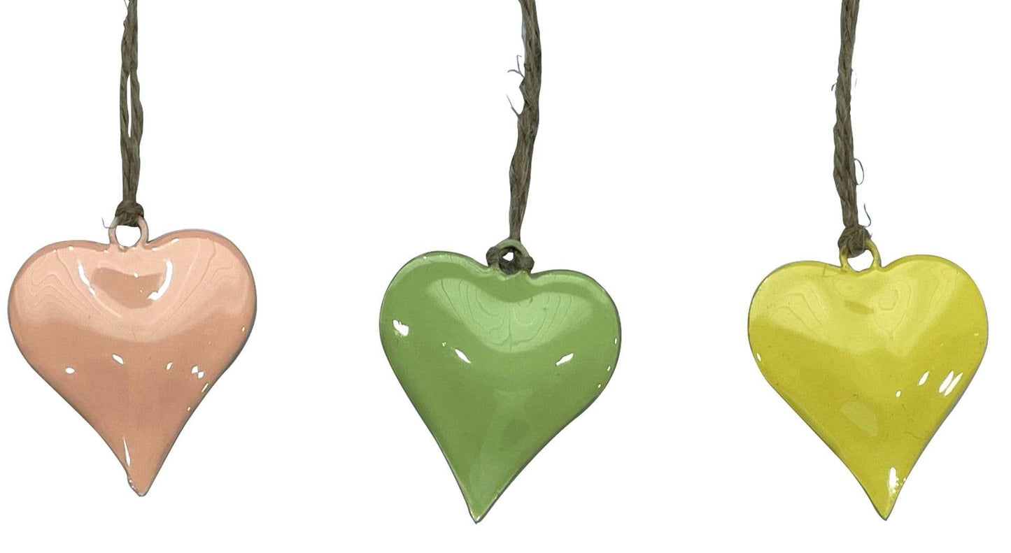 5cm Tin Hearts | Green/Pink/Yellow