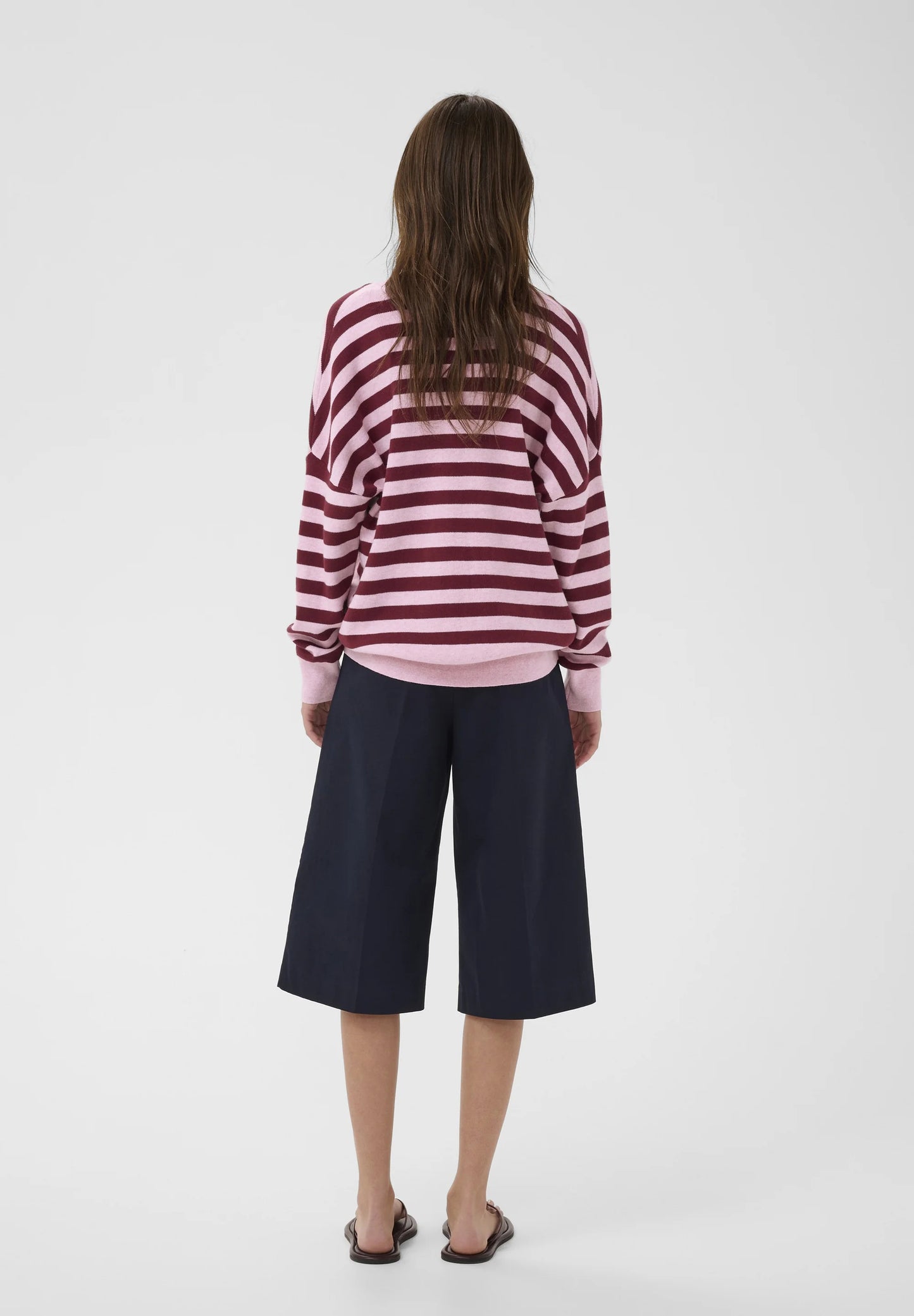 Foster V-beck Knit | Zinfandel Stripe