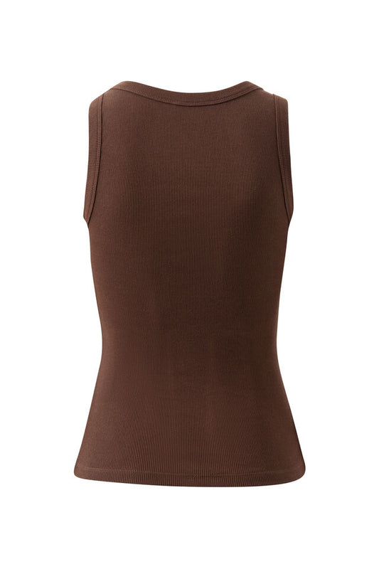 Zoe Rib Scoop Tank | Chocolate