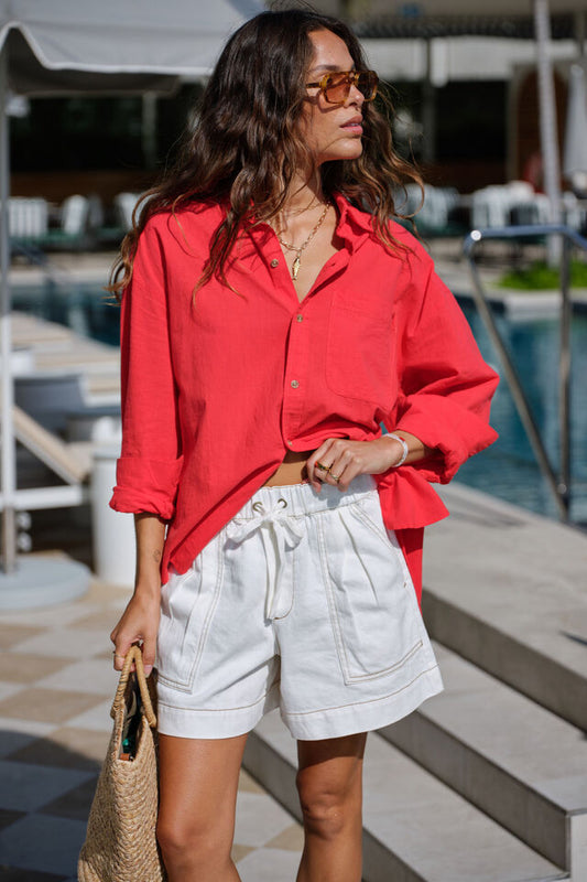 Peta Oversized Shirt | Heritage Red