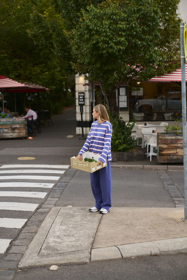 Scout Slouchy Long Sleeve Tee | Washed Navy/Pink