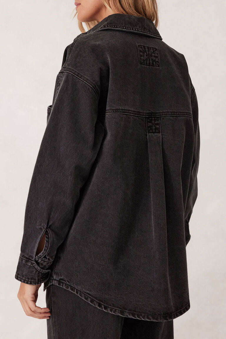 Bobbi Side Pocket Denim Shacket | Washed Black
