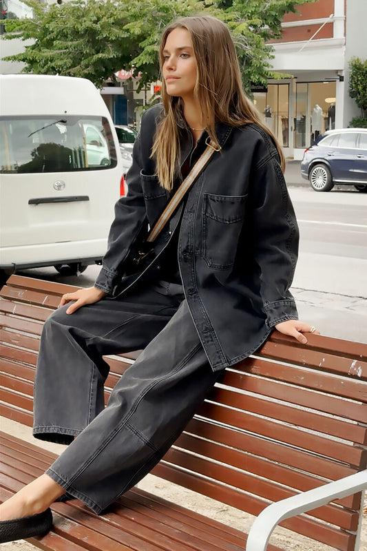 Bobbi Side Pocket Denim Shacket | Washed Black