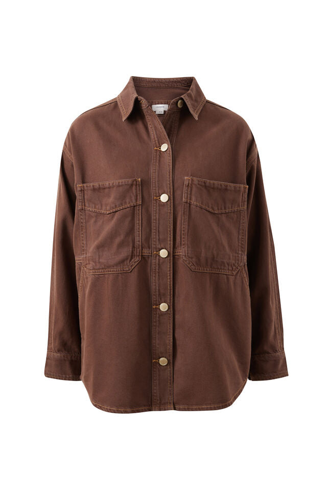 Bobbi Side Pocket Denim Shacket | Chocolate