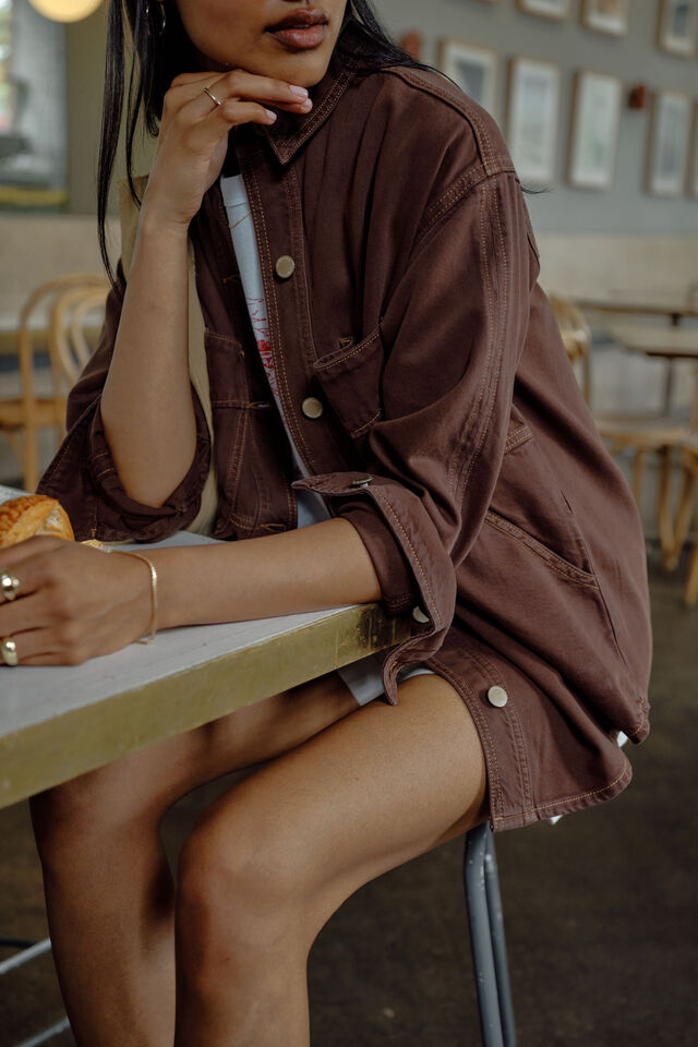 Bobbi Side Pocket Denim Shacket | Chocolate