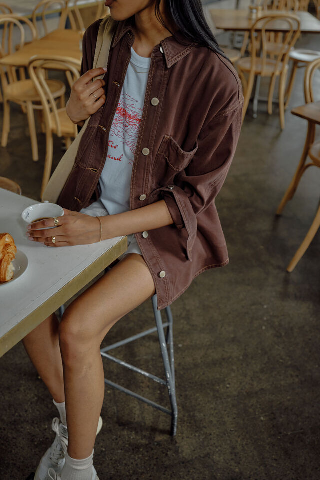 Bobbi Side Pocket Denim Shacket | Chocolate