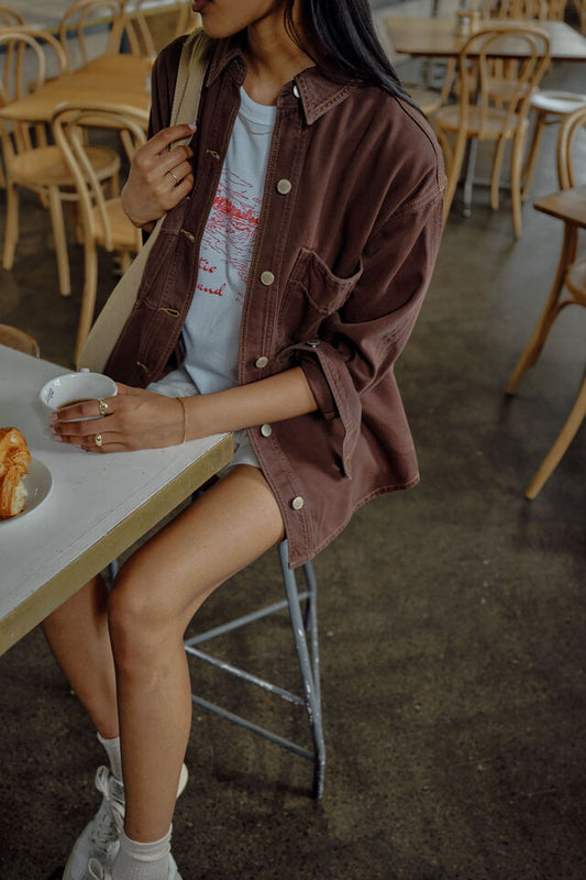 Bobbi Side Pocket Denim Shacket | Chocolate